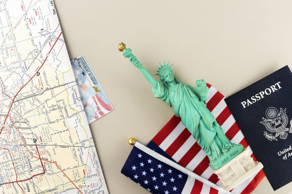 top-view-green-card-passport